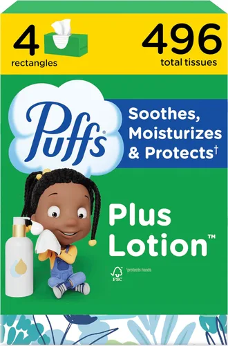 Miniatura 12 de Puffs Plus Loción de pañuelos faciales, 1 caja familiar, 124 pañuelos por caja