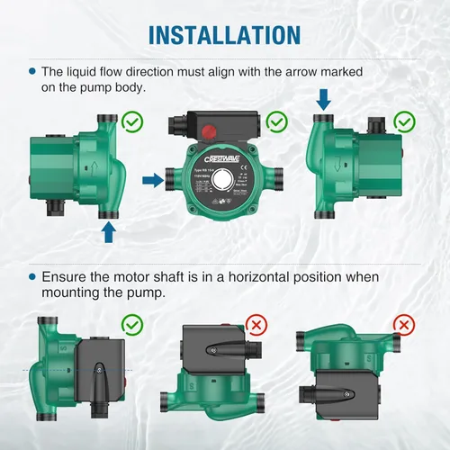 Miniatura 9 de CrestWave Bomba de recirculación de agua caliente, bomba de circulación de agua de 93 W 110 V para calentador de agua, bomba de agua caliente