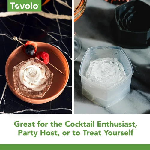Miniatura 4 de Tovolo Moldes de hielo en forma de rosa, juego de 2 – Gran regalo romántico de moldes de hielo – Molde de hielo único para enfriar bebidas