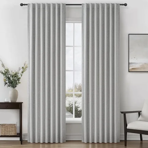 Miniatura 32 de Cortinas opacas extraanchas, 2 paneles para puertas corredizas de vidrio, moderna mezcla de lino plisado pesado, piso a techo, ventanas grandes, 70