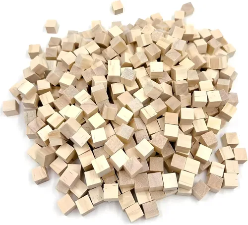 Bloques de madera para manualidades, cubos de madera sin terminar, bloques de madera natural de 1/2 pulgada, paquete de 180 bloques cuadrados de