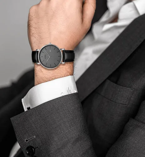 Miniatura 6 de BUREI - Reloj de pulsera analógico para hombre con fecha y correa de piel