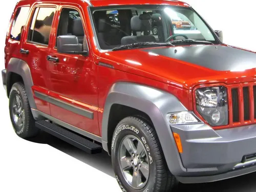 Miniatura 4 de APS Estribos de acero inoxidable con recubrimiento en polvo negro de 5 pulgadas, barras Nerf para Jeep Liberty 2008-2013