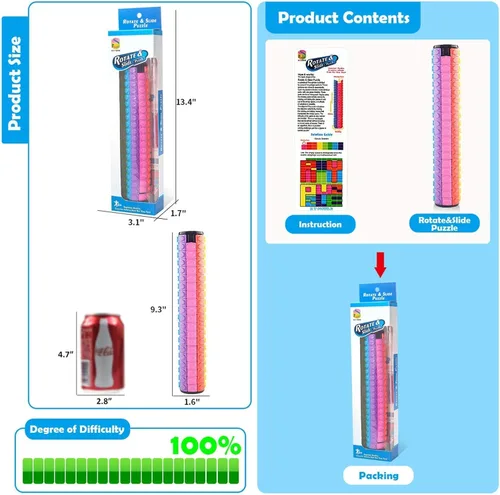 Miniatura 6 de R.Y.TOYS Juguete para ansiedad, rompecabezas de cubo mágico, rompecabezas de cerebro para adultos, juego de mano inquieto de lógica giratoria