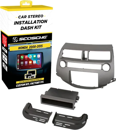 Scosche HA1707DGB Kit de instalación de radio DIN doble o individual compatible con Honda 2008-15 seleccionada con control de clima de zona única,