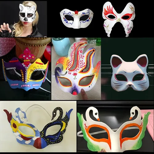 Miniatura 5 de Qavctw DIY White Masks Paper Cosplay Christmas Party Mask Unpainted Plain Craft Masquerade Masks
