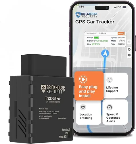 Miniatura 9 de Brickhouse Security Rastreador GPS para vehículos, dispositivo de seguimiento TrackPort OBD II, rastreador para ubicación y velocidad del automóvil