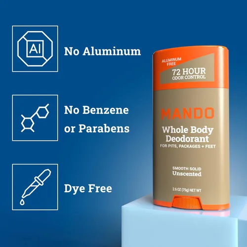 Miniatura 3 de Mando Desodorante para Todo el Cuerpo para Hombres - Barra Sólida Suave - Control del Olor por 72 Horas - Sin Aluminio, Sin Bicarbonato de Sodio