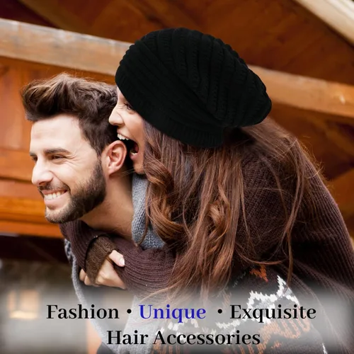 Miniatura 6 de DANMY Gorros de invierno para mujer cálidos y gruesos de punto trenzado suave para mujer