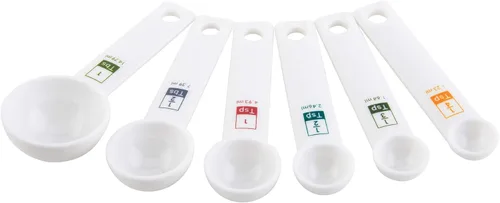 Miniatura 8 de Fox Run Juego de cucharas medidoras de plástico de 6 piezas, color blanco, 1.6 x 9 x 3 pulgadas
