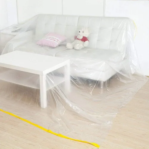 Miniatura 3 de Ruibo Funda protectora de sofá grande para muebles, tela de plástico impermeable, lona de plástico transparente para pintura, mudanza