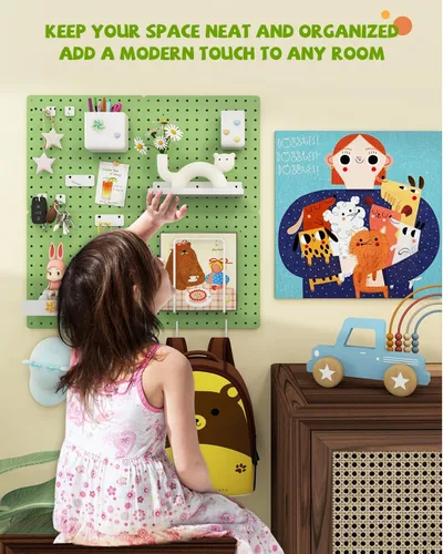 Miniatura 2 de Kit combinado de tablero de clavijas de metal, 4 tableros de clavijas de acero al carbono con 26 accesorios, organizador de pared para el hogar