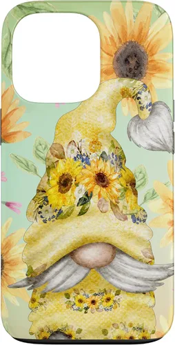 Miniatura 10 de iPhone 14 Pro Max Gnomo de girasol para jardín mamá hippies lindo patrón de verano caso