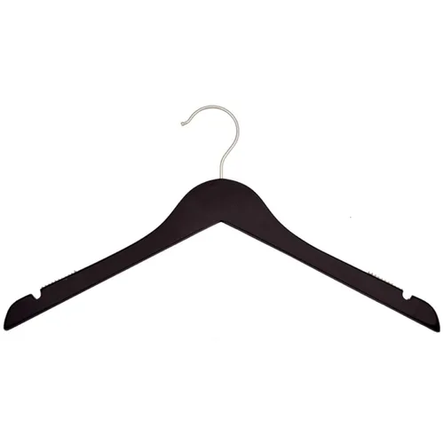 NAHANCO Percha de madera para camisas, 17 pulgadas, color negro brillante con gancho cromado (paquete de 100)
