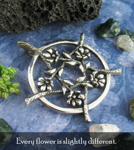 Miniatura 4 de Woot & Hammy Five Flowers Hidden Pentacle Pendant, 100% Sterling Silver, Handmade