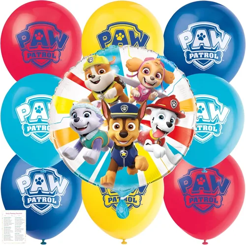 Globos de la Patrulla Canina, paquete con 8 globos de látex y 1 globo de aluminio, lista de verificación, decoraciones de fiesta de Paw Patrol -