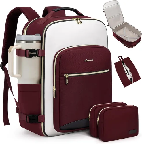 Miniatura 14 de LOVEVOOK Mochila de Viaje Grande para Mujeres Equipaje de Mano Mochila Bolsas de Artículos Personales Esenciales, Caqui-beige, Mochilas de viaje