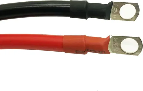 Miniatura 4 de Juego de cables de batería 4AWG de 20 pulgadas, cables inversores de batería de 4 calibre x 20" (1 negro y 1 rojo) con terminales de lugs de 3/8