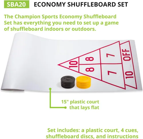 Miniatura 3 de Champion Sports Shuffleboard Set (Cues & Pucks Included) - Easy Setup Indoor/Outdoor Group Game up to 4 Players – Multiple Styles