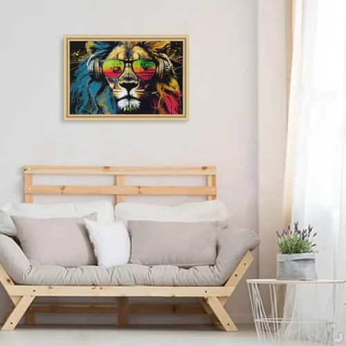Miniatura 6 de Rompecabezas de madera de 500 piezas con estampado moderno de león, con bolsa de almacenamiento con partición del alfabeto, fácil de resolver