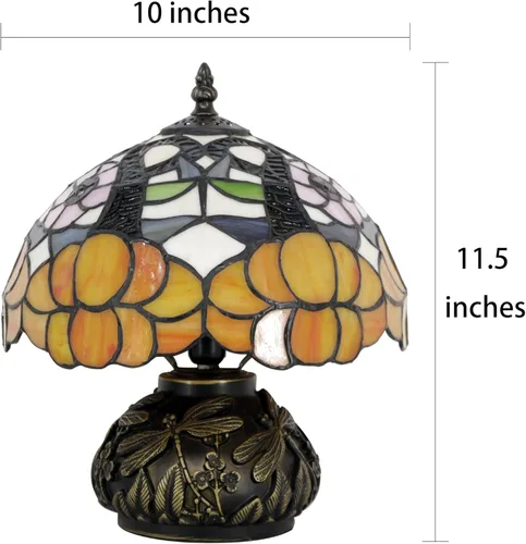 Miniatura 5 de Lámpara de mesa pequeña Tiffany estilo flores naranjas lámpara de escritorio de 10 x 11.5 pulgadas con forma de hongo para oficina, hogar, sala