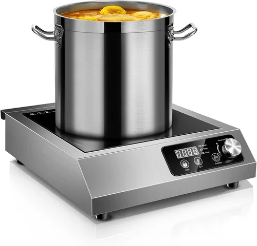 Cocina de inducción comercial de 3500 W: cuenta con control de potencia de precisión de 10 niveles y enfriamiento de bajo ruido para chefs caseros y
