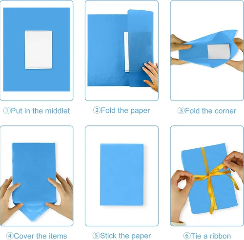 Miniatura 7 de NEBURORA 108 hojas de papel de regalo azul para graduación, papel de seda a granel para Pascua, cumpleaños, boda, Navidad, vacaciones, embalaje
