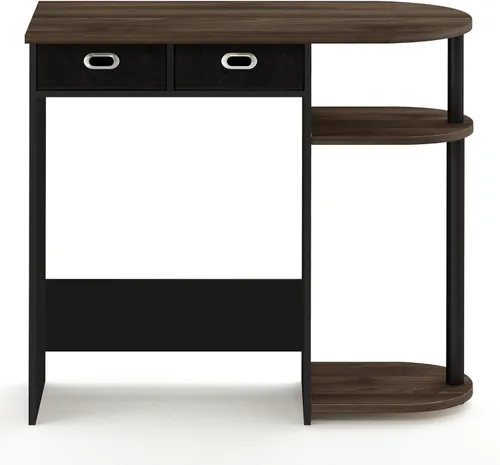 Miniatura 6 de Furinno Go Green Home - Escritorio para computadora portátil con 2 cajones, nogal Columbia/negro/marrón oscuro Nuez Columbia/Negro/Marrón Oscuro