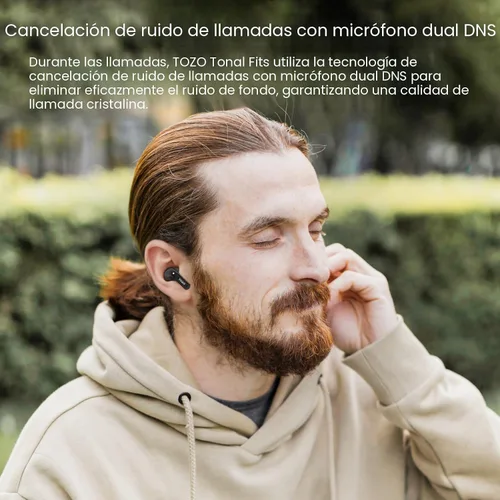 Miniatura 4 de TOZO Auriculares inalámbricos T21 Bluetooth de 5.3 pulgadas, micrófono dual, cancelación de ruido, IPX8, reproducción de 44 horas, sonido estéreo