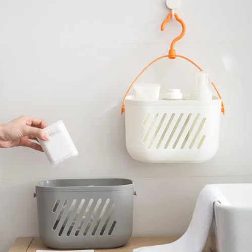 Miniatura 5 de DOITOOL Organizador de 2 cestas de almacenamiento colgantes de cocina con gancho giratorio versátil de plástico para ducha y soporte de cocina
