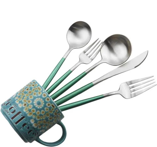Miniatura 6 de Juego de cubiertos de lujo, 20 piezas de vajilla de acero inoxidable 18/10 con mango blanco mate para 4 personas, incluyendo tenedores, cucharas