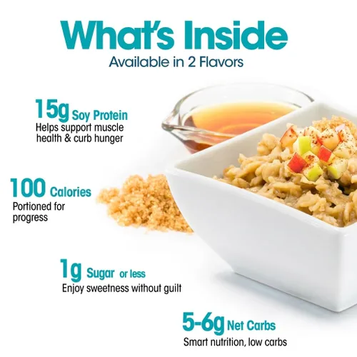Miniatura 3 de WonderSlim Proteína de avena, manzana 'n canela, 130 calorías, 0.42 oz de proteína, 0.14 oz de fibra (7 unidades)