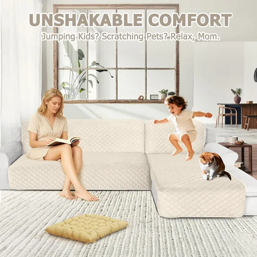 Miniatura 2 de HDCAXKJ Fundas impermeables para sofá modular, acolchadas de terciopelo, 2 piezas, en forma de L, lavables, gruesas, antideslizantes, con protector