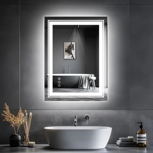 Miniatura 30 de Snowdool - Espejo LED para baño de 30 x 36 pulgadas con 8 luces RGB retroiluminadas + 3 luces frontales (ajustables individualmente), 3