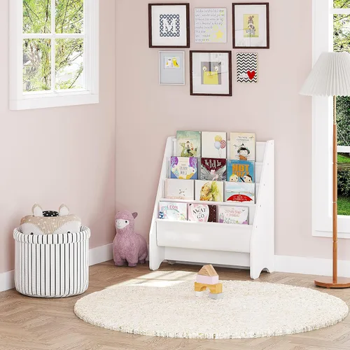 Miniatura 2 de UTEX Estantería para niños, estante para libros para habitaciones de niños, estantería de 4 niveles para niños, niños pequeños, estante para libros