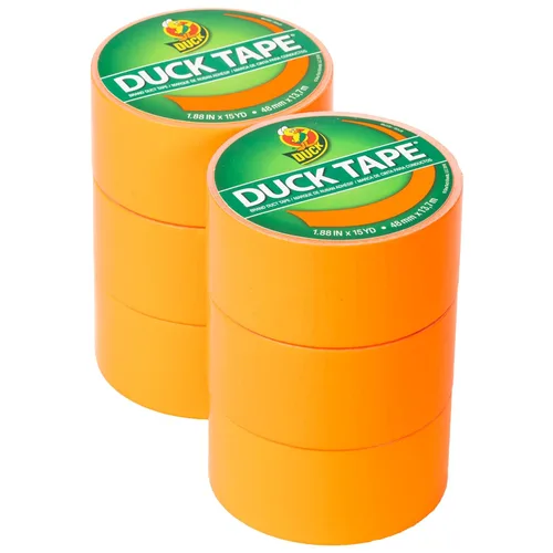 Cinta adhesiva Duck Brand Duck de color, 4,78 cm x 13,7 m, 6 rollos, naranja neón (1265019_C)