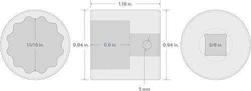 Miniatura 211 de TEKTON Encastre de 3/8 pulgadas x 0.669 in Zócalo de impacto de 12 puntos poco profundo SID12317