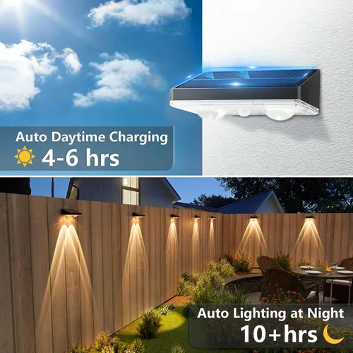 Miniatura 3 de NIORSUN - Luces solares para valla, paquete de 8 luces solares para terraza, color blanco cálido, bombilla impermeable para exteriores LED IP65