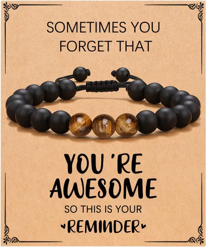UNGENT THEM Pulsera de piedra natural para hombres, adolescentes, aniversario, graduación, cumpleaños, día del padre, regalo de Navidad para hijo,