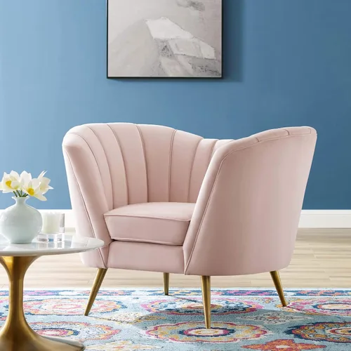 Miniatura 2 de Modway EEI-3874-PNK Opportunity Channel - Sillón de terciopelo copetudo en color rosa