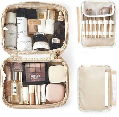 Miniatura 5 de Bolsa cosmética portátil de gran capacidad, Productos para el cuidado de la piel, Bolsa de almacenamiento de cepillo de maquillaje, Bolsa