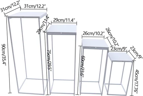 Miniatura 6 de DouSeiAi 4 piezas de mesa de metal para mesas de boda, plantas, jarrón blanco alto, columna geométrica de flores para decoración de bodas, fiestas