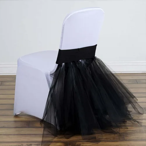 Efavormart - Falda de tul elástica para boda, fiesta, boda, color negro, para banquetes y catering, Negro -