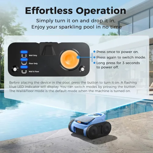 Miniatura 3 de Limpiador robótico inalámbrico para piscinas, aspiradora robótica automática para piscinas enterradas, limpieza de robot de piscina de spa de hasta