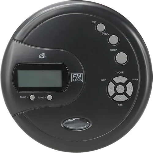 GPX PC332B - Reproductor de CD portátil con protección antideslizante, radio FM y auriculares estéreo, color negro