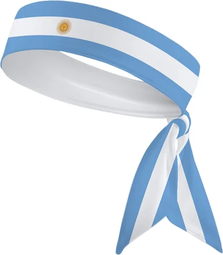 Miniatura 5 de Banda para la cabeza de los deportes con la bandera de Argentina #10 Fútbol Fútbol Blanco Negro Azul Fitness 10 - Banda elástica para el sudor Ninja