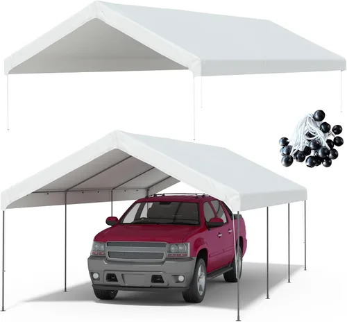 Miniatura 11 de Pared lateral de repuesto para toldo de cochera de 20 x 6.6 pies, se adapta a cochera de 10 x 20, 12 x 20, 20 x 20 pies con ventanas enrollables