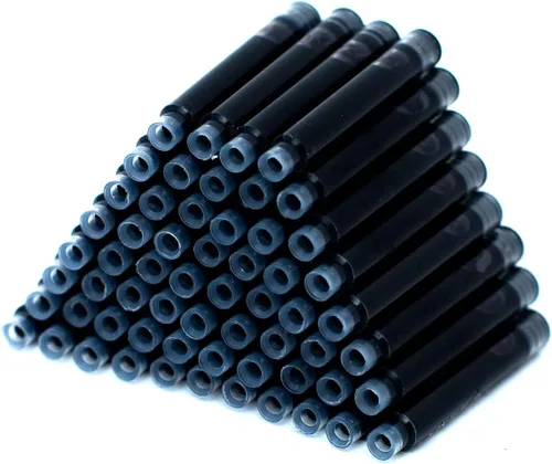 60 cartuchos de repuesto de tinta para pluma estilográfica, cartucho de tinta estándar internacional, diámetro de 0.102 in, tinta negra