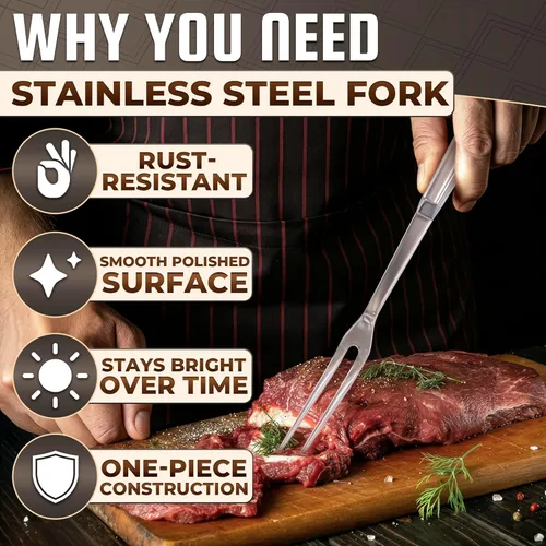 Miniatura 3 de Tenedor de tallado para carne – Tenedor de acero inoxidable de 11 pulgadas, herramienta de parrilla de barbacoa para carne de res, pavo, pechuga