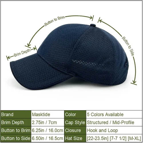 Miniatura 3 de Masktide Gorra de béisbol transpirable de verano para hombre, de secado rápido, absorbe la humedad, para deportes al aire libre, ajuste seco